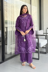 Pc-16 - 3 piece cotton Embroidered Dress