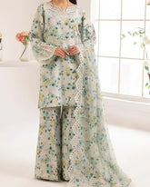 3 Piece Stitched/Unstitched lawn Printed and Embroidered Dress, LP-52