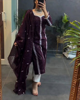 3-piece Embroidered cotton - JM-02