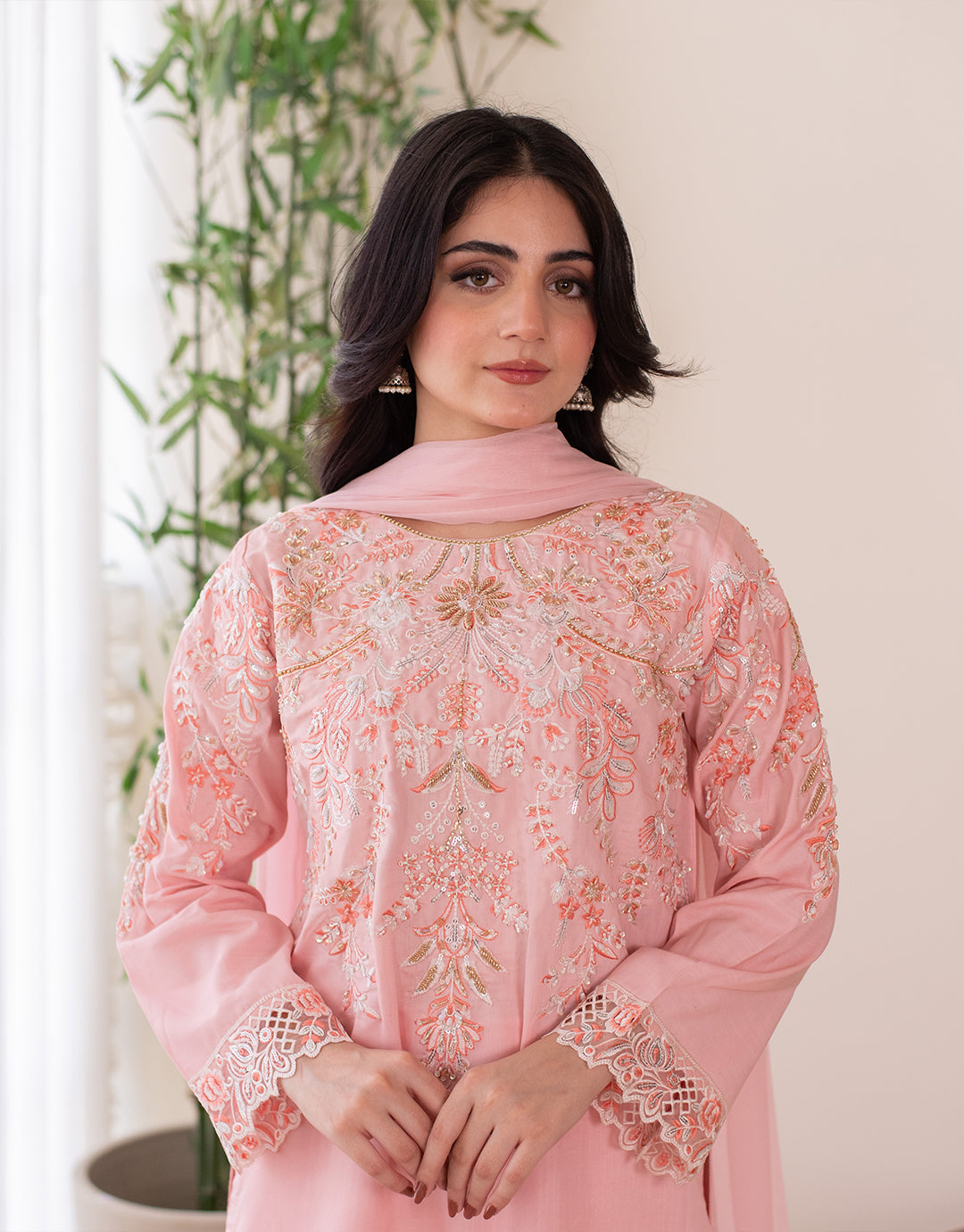 3 Piece Premium Raw Silk Embroidered Dress - Rosita