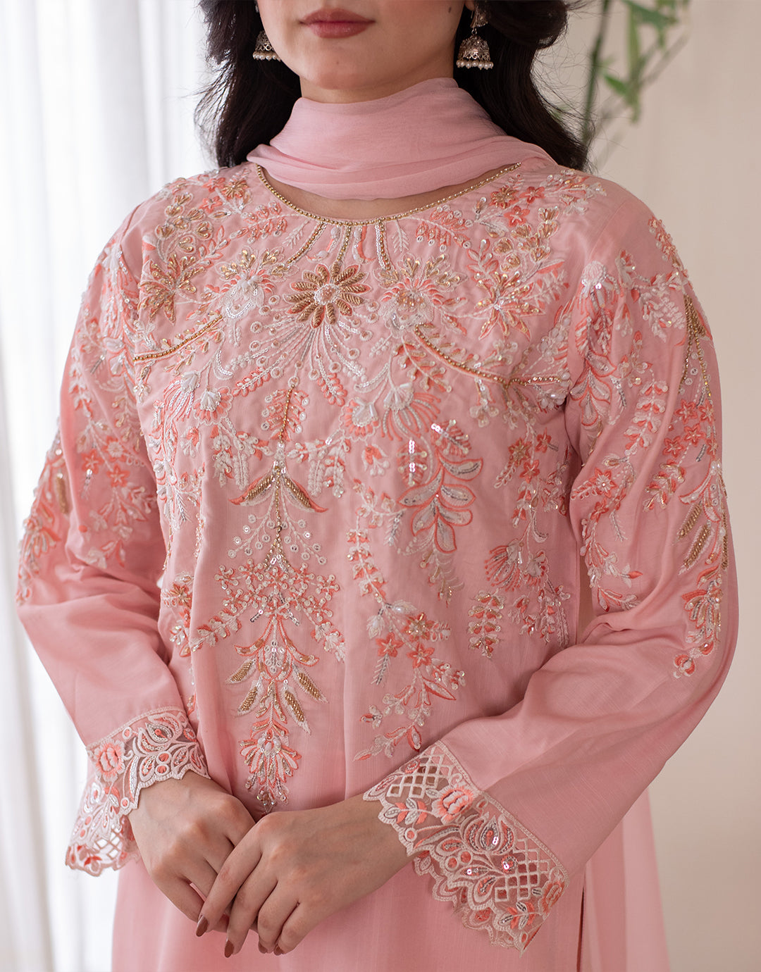 3 Piece Premium Raw Silk Embroidered Dress - Rosita
