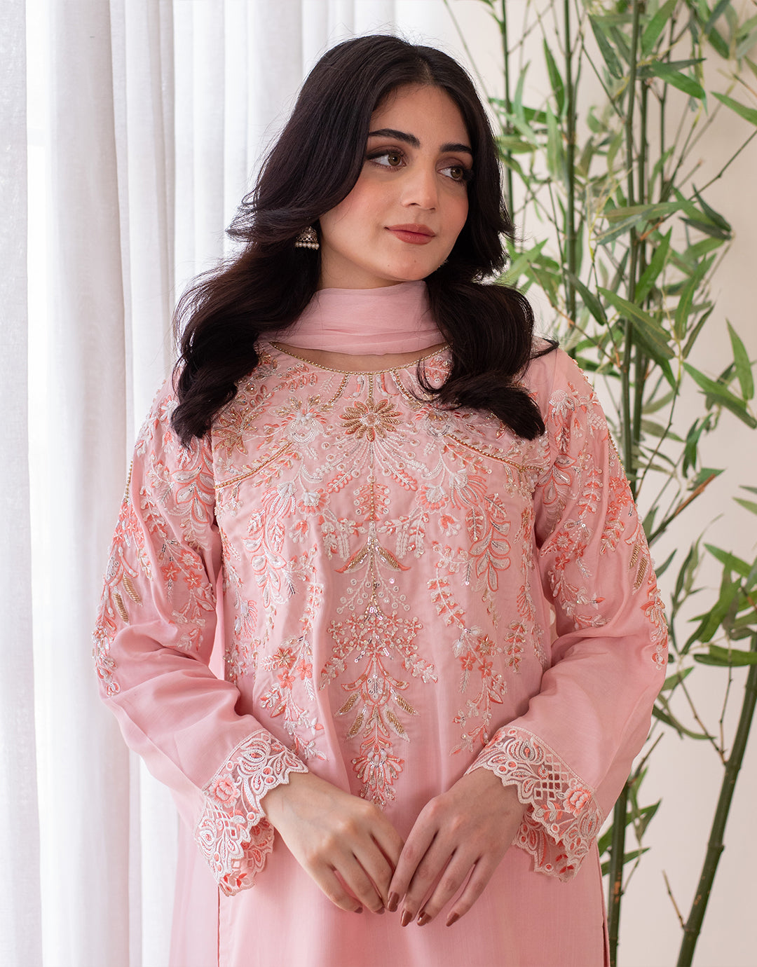 3 Piece Premium Raw Silk Embroidered Dress - Rosita