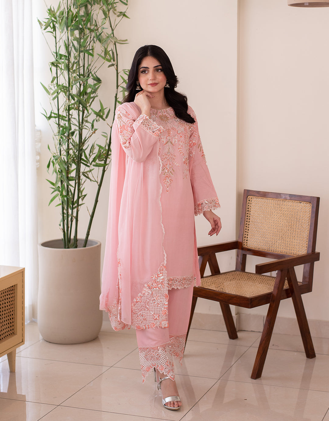 3 Piece Premium Raw Silk Embroidered Dress - Rosita
