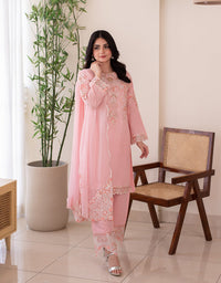 3 Piece Premium Raw Silk Embroidered Dress - Rosita