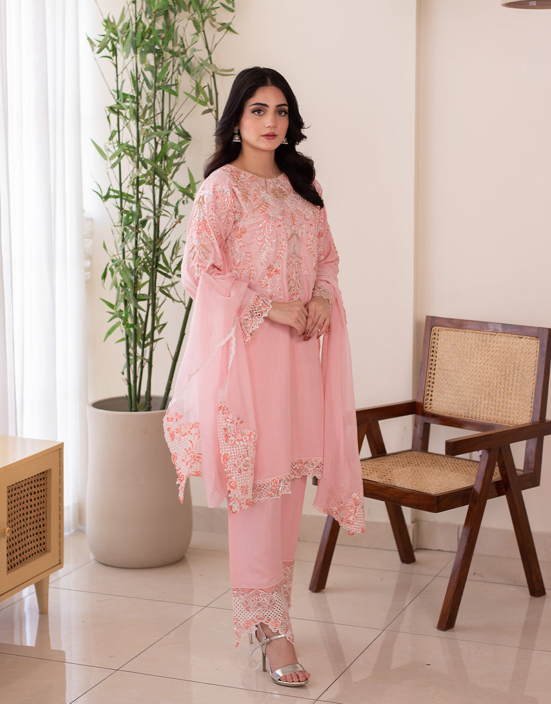 3 Piece Premium Raw Silk Embroidered Dress - Rosita