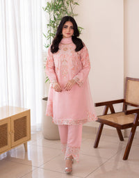 3 Piece Premium Raw Silk Embroidered Dress - Rosita