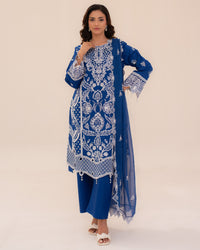 3 Piece Cotton Embroidered Dress - Zarqa set