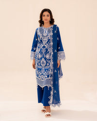 3 Piece Cotton Embroidered Dress - Zarqa set