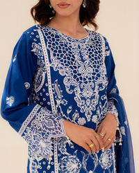 3 Piece Cotton Embroidered Dress - Zarqa set