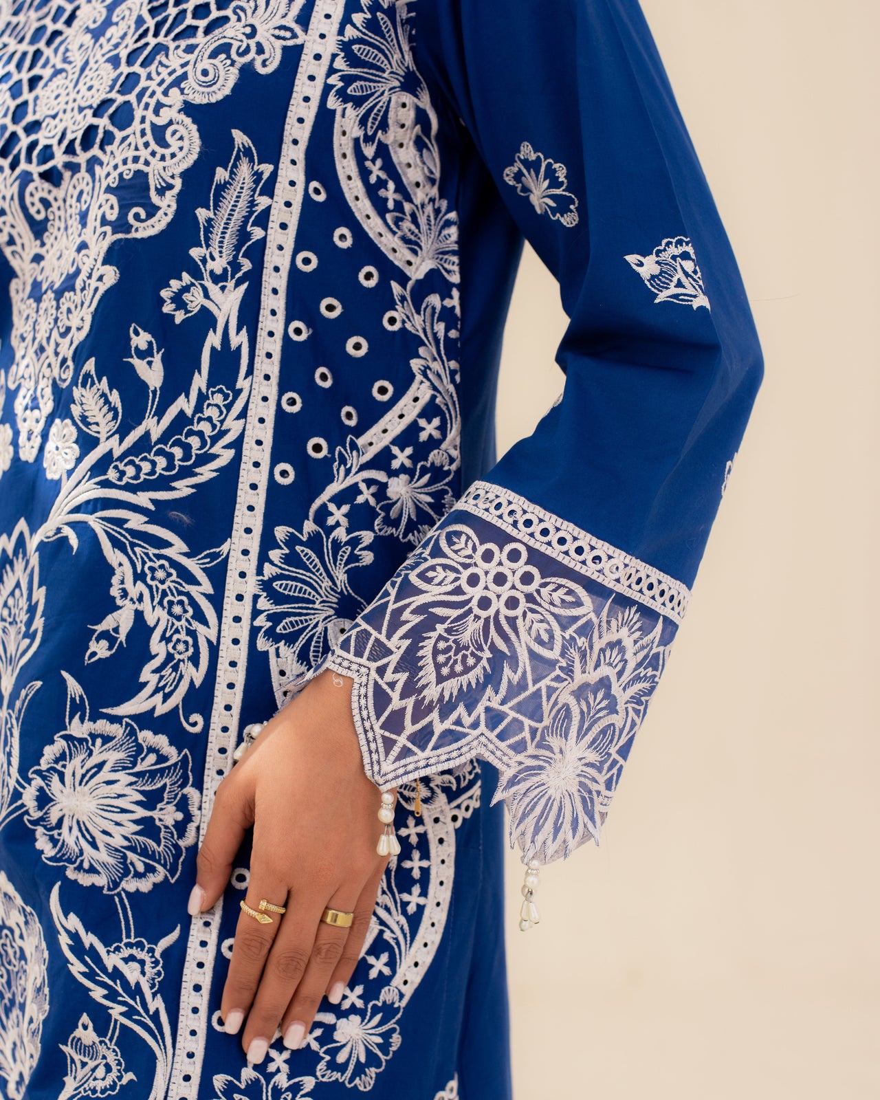 3 Piece Cotton Embroidered Dress - Zarqa set