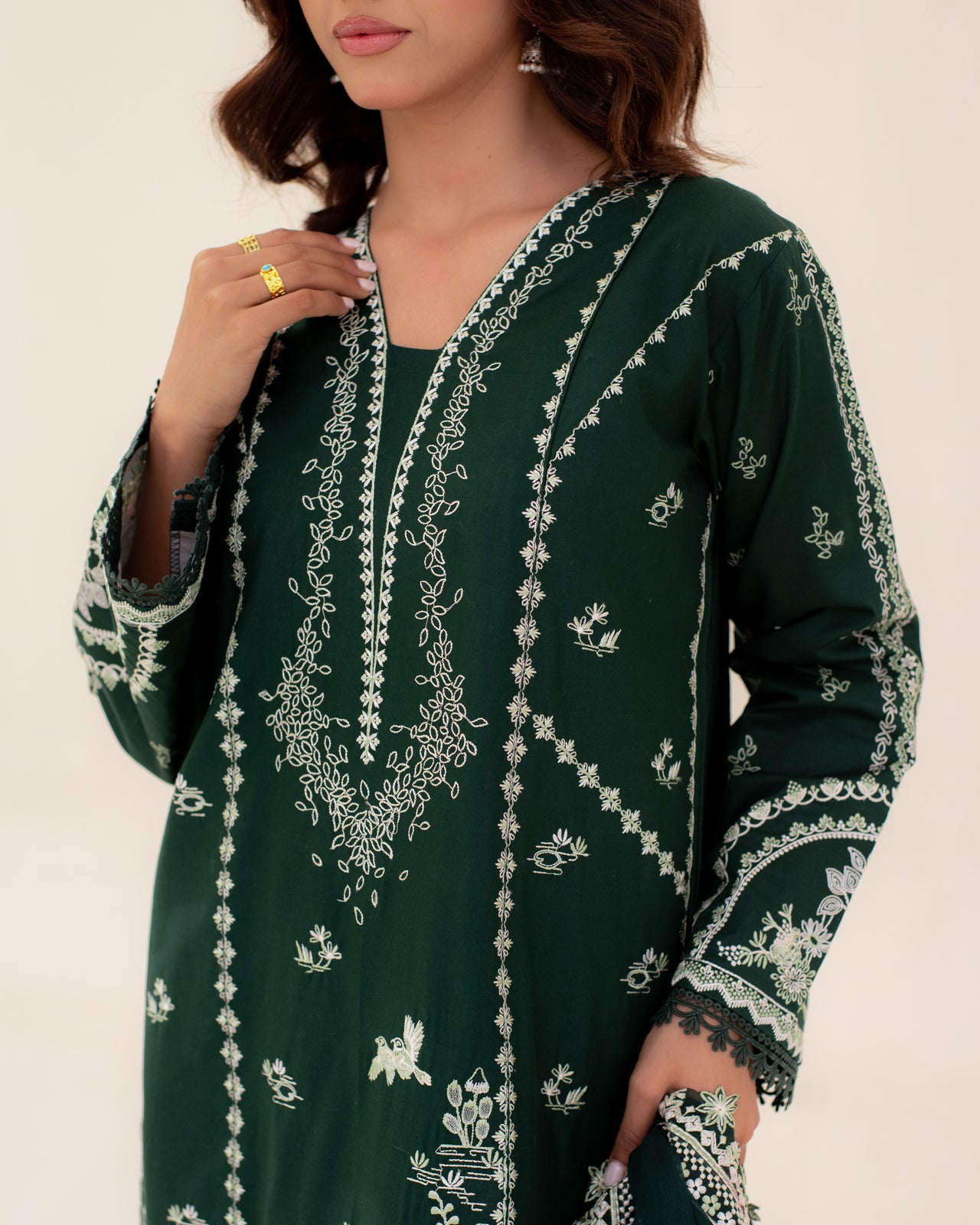 3 Piece Cotton Embroidered Dress - Mehreen set