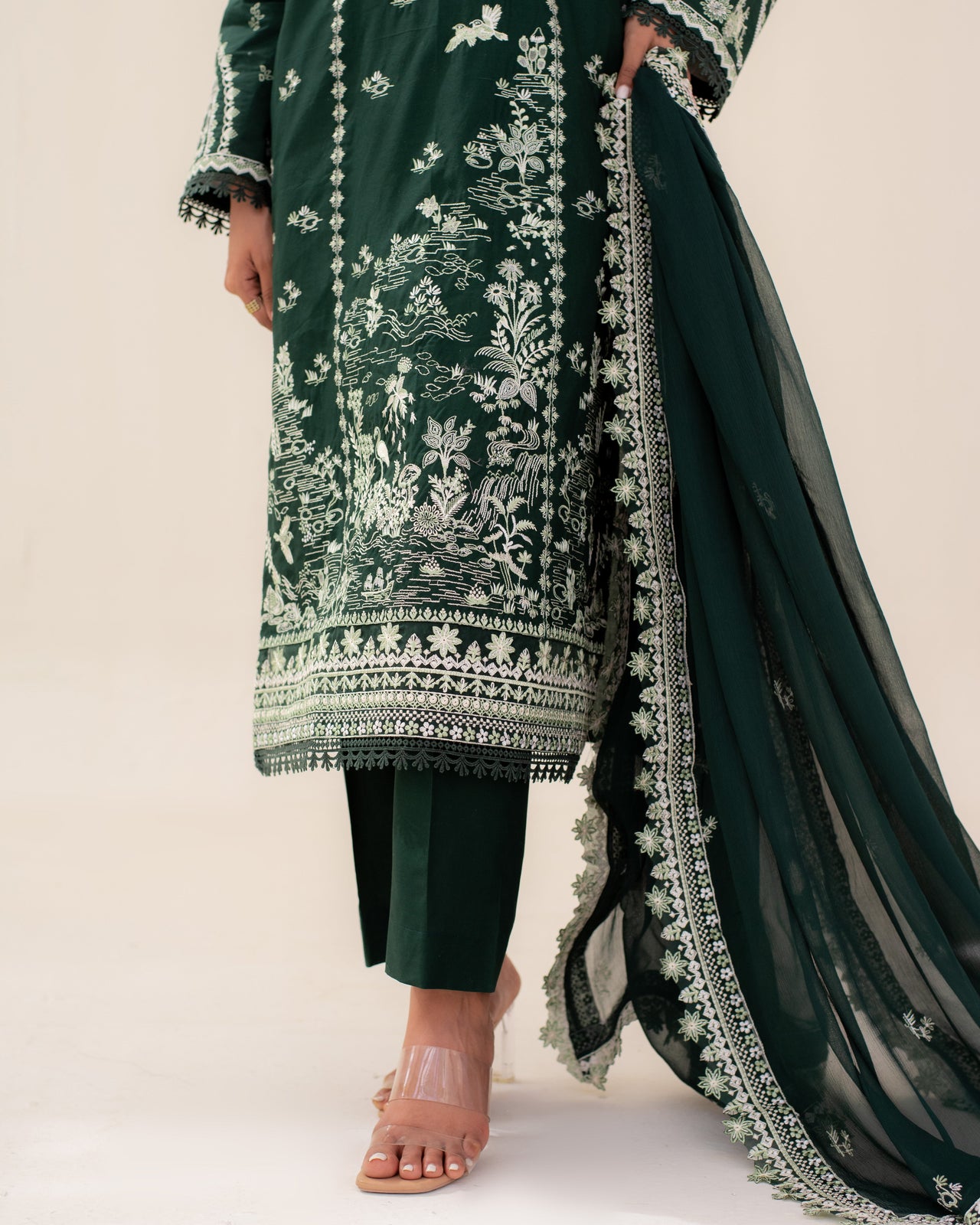 3 Piece Cotton Embroidered Dress - Mehreen set