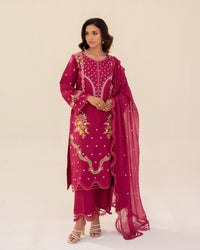 3 Piece Cotton Embroidered Dress - Zariya set