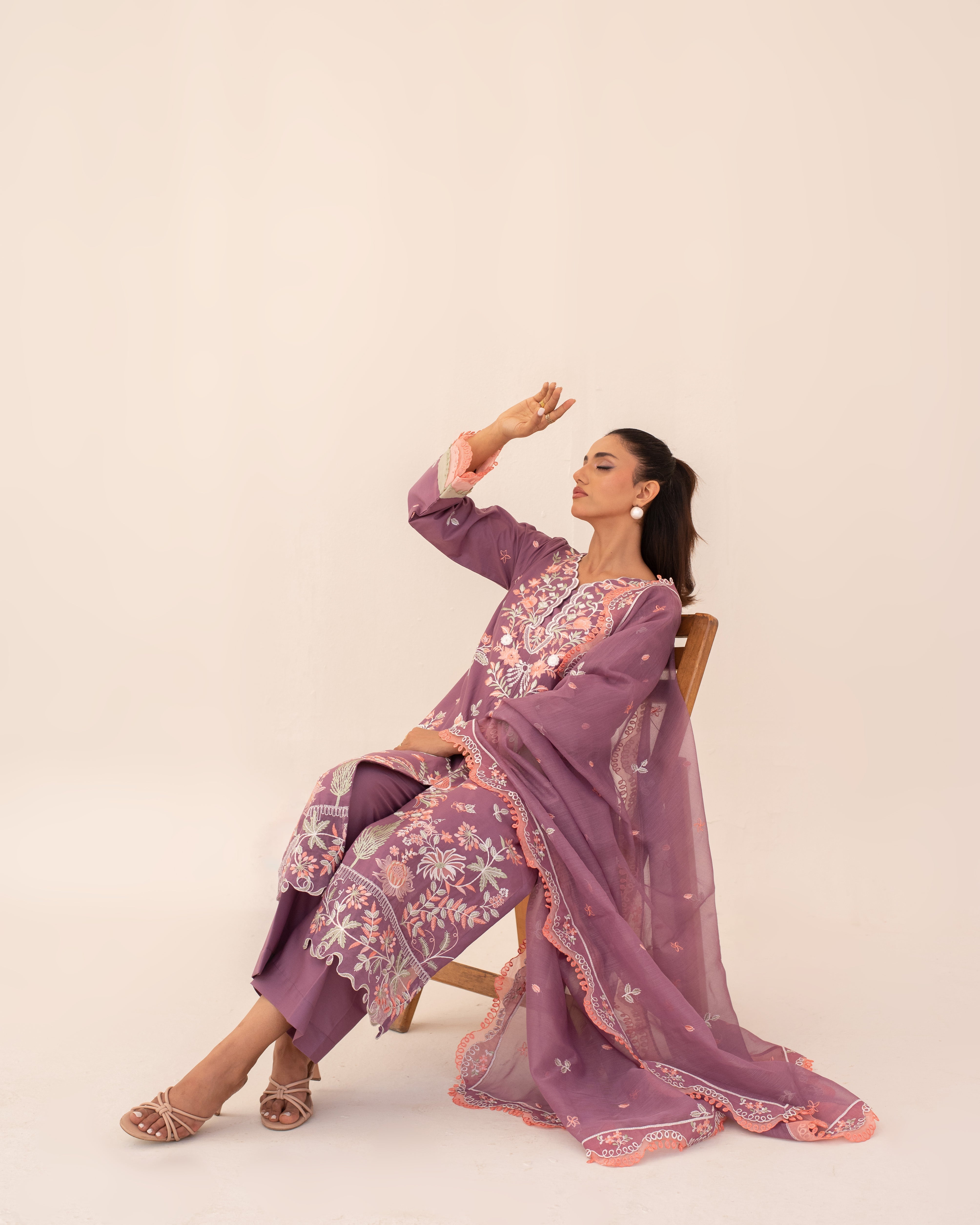 3 Piece Cotton Embroidered Dress - Sehar set