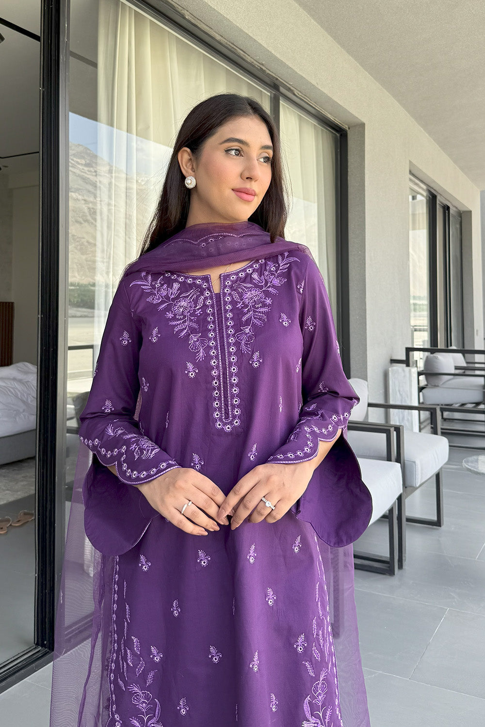 Pc-16 - 3 piece cotton Embroidered Dress