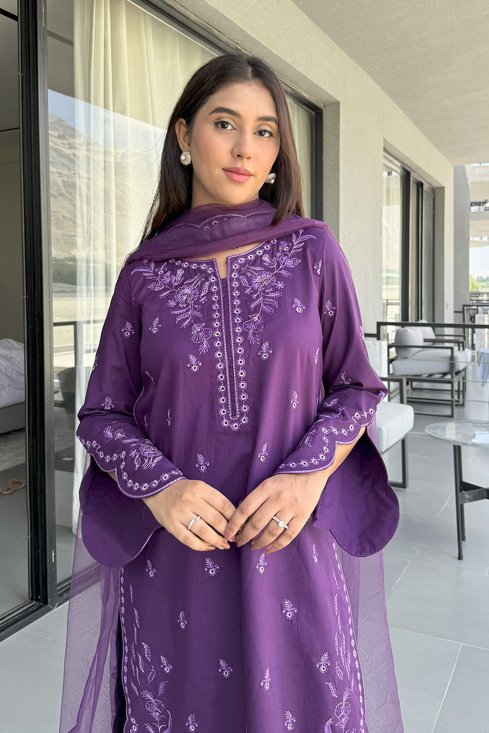 Pc-16 - 3 piece cotton Embroidered Dress