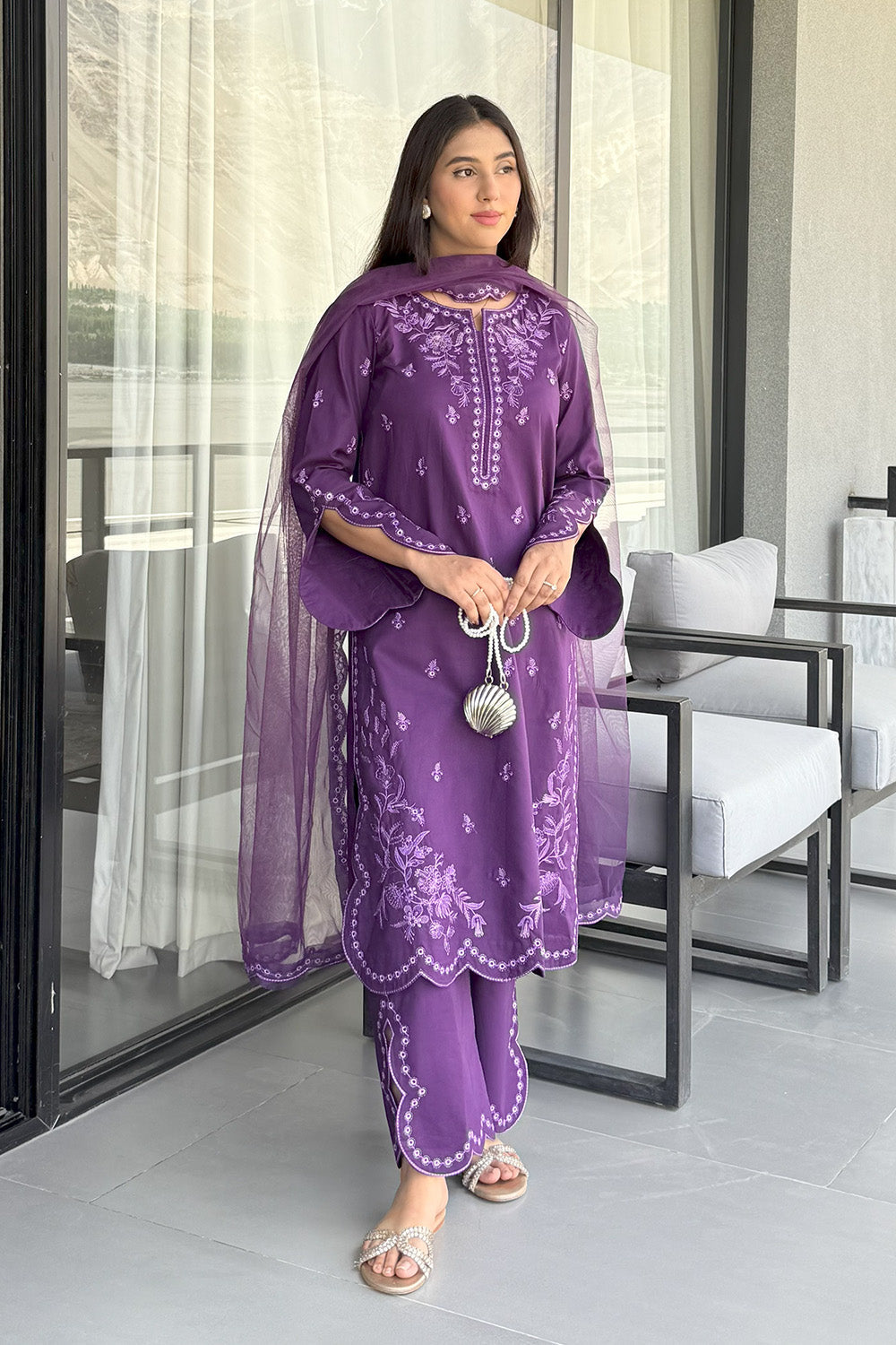 Pc-16 - 3 piece cotton Embroidered Dress
