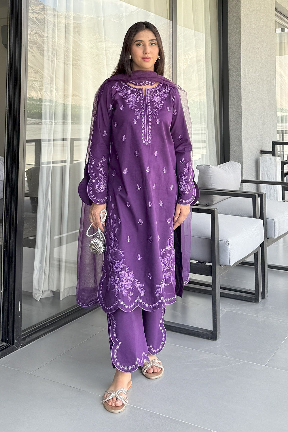Pc-16 - 3 piece cotton Embroidered Dress