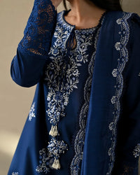 3 piece cotton Embroidered Dress - Noor-e-Nil