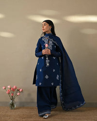 3 piece cotton Embroidered Dress - Noor-e-Nil