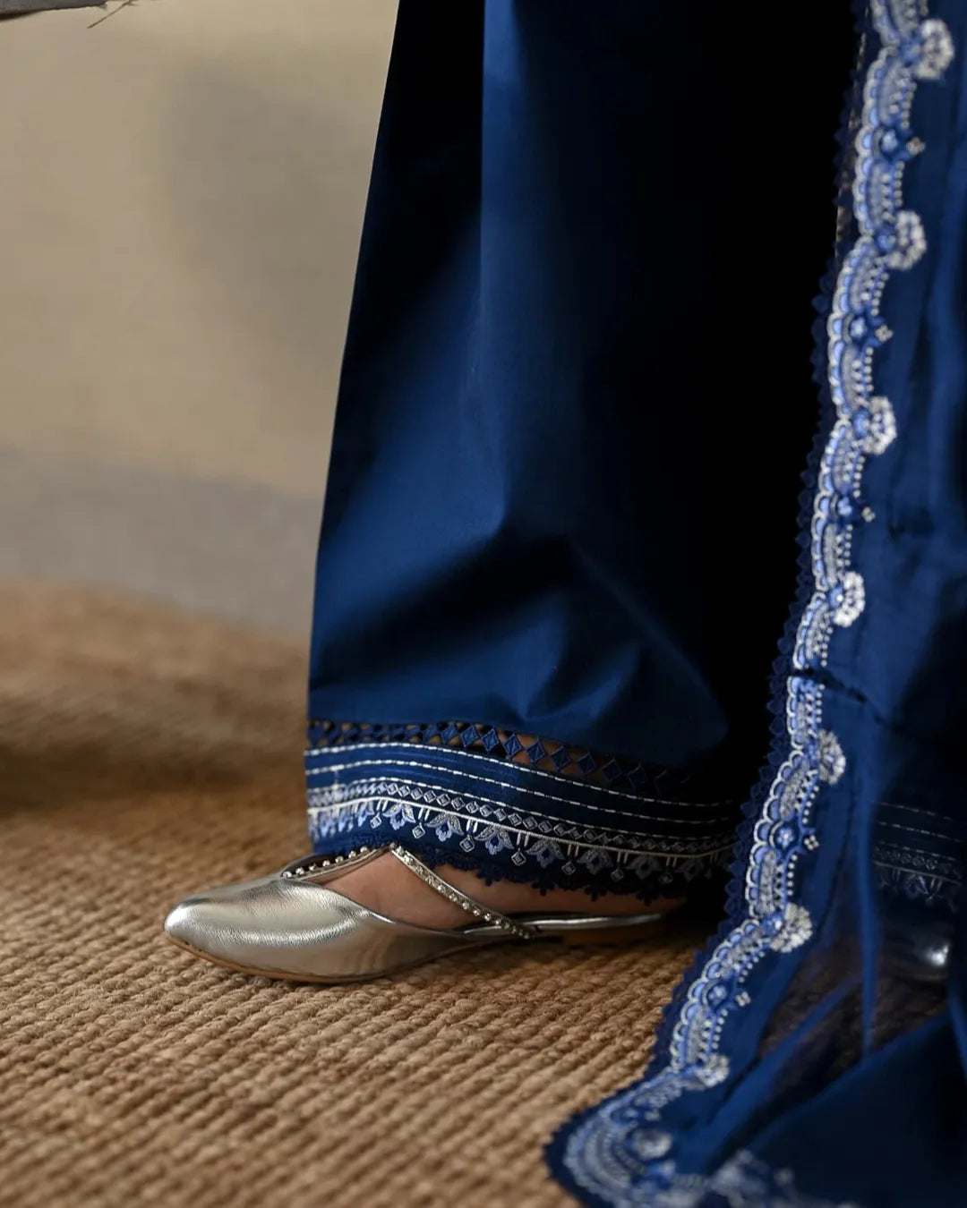 3 piece cotton Embroidered Dress - Noor-e-Nil