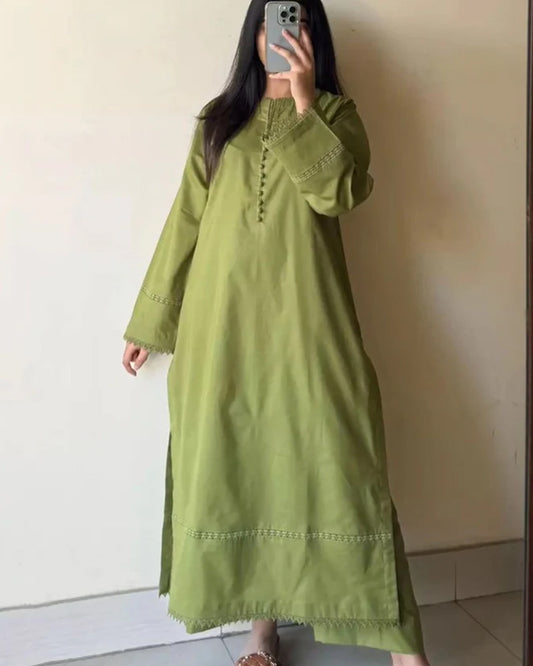 Embroidered 2-Piece Lawn Cotton Dress with Trousers