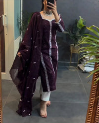 3-piece Embroidered cotton - JM-02